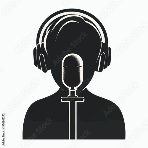 Professional pod caster recording audio content with modern equipment