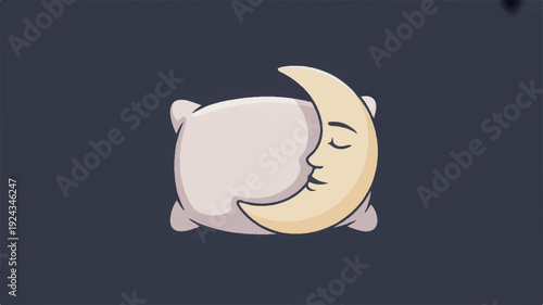 Sleepy bear hugging crescent moon on dark background symbolizing peaceful slumber and dreams