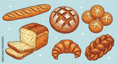 Delicious Assortment of Freshly Baked Breads and Pastries.