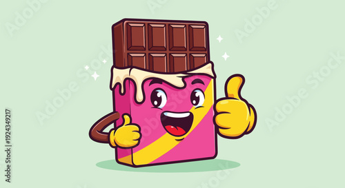 Happy Chocolate Bar Character Giving Thumbs Up Vector illustration.