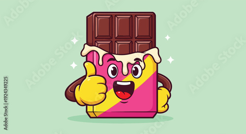 Happy Chocolate Bar Cartoon Character Giving Thumbs Up illustration.
