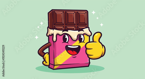Happy Chocolate Bar Cartoon Character Giving Thumbs Up Vector.