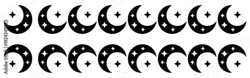 crescent moon silhouette icon set