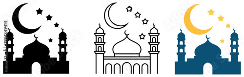 islamic mosque crescent ramadan icon