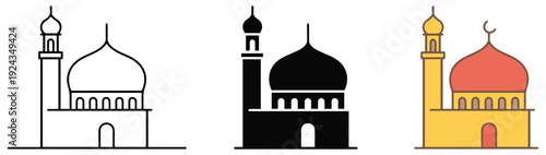 mosque icon set outline silhouette