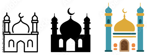 islamic mosque crescent ramadan icon