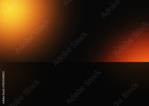 Abstract dark gradient background with warm orange spotlight and empty surface for product display