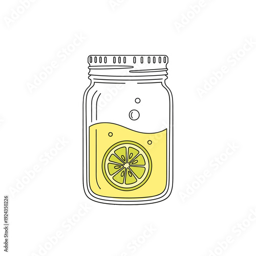 Infused Lemon Water in a Mason Jar with Sliced Lemons.