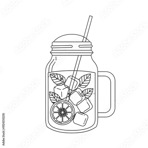 Refreshing lemon mint drink served in a mason jar with a straw for a cool summer vibe.