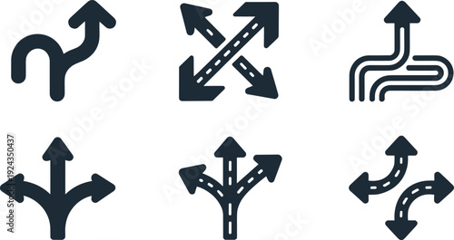 Collection of directional arrows on a white background