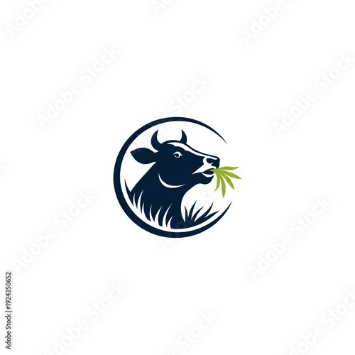 Minimalist Cow logo icon flat vector design