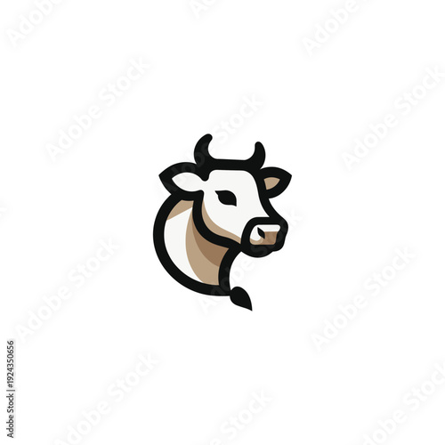 Minimalist Cow logo icon flat vector design