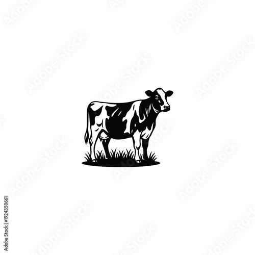 Minimalist Cow logo icon flat vector design