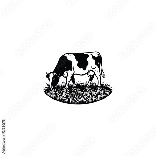 Minimalist Cow logo icon flat vector design