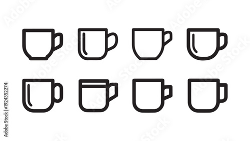 Assorted Cup Icons Collection for Beverage and Cafe Concepts