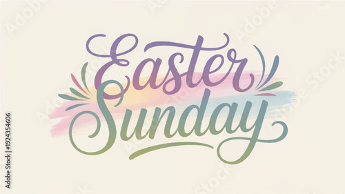 Easter sunday elegant typography design with pastel colors and floral accents on beige background