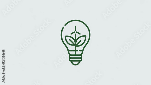 Eco friendly light bulb icon with green leafy plant inside symbolizing sustainable energy and eco innovation