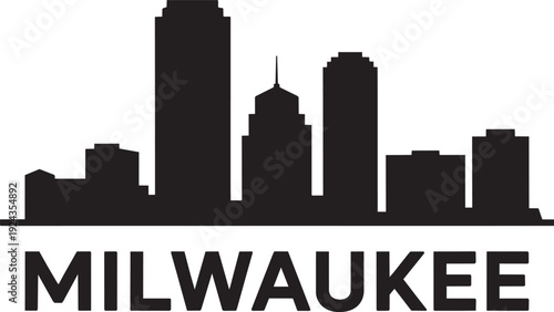 Milwaukee wisconsin skyline black silhouette vector illustration for travel and tourism labels