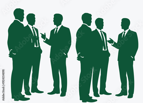 Business Team Discussion Silhouettes, Corporate Meeting and Professional Communication Concept