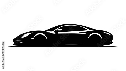 Modern sports car silhouette vector illustration isolated on white background.
