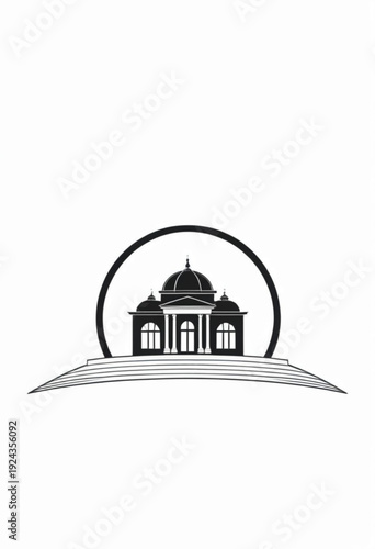 Black and White Drawing of a Building