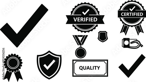 Collection of checkmark and award icons