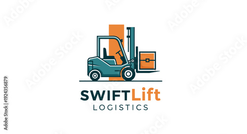 Logistics company logo with forklift and pallet graphic design.