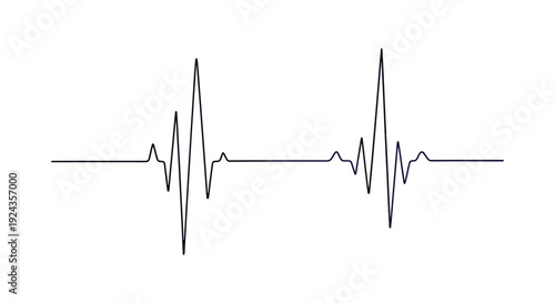 Medical ECG Heartbeat Graph Line on White Background.