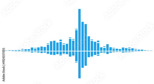 Blue waveform graph with varying bar heights on white background.