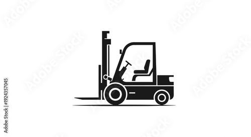 Simple black and white illustration of a forklift truck.