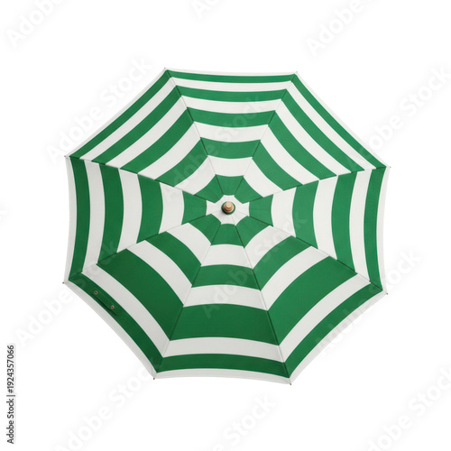 Green and white striped umbrella