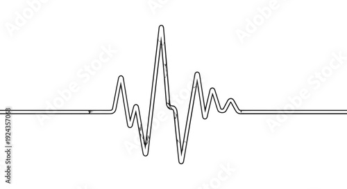 Continuous line drawing of a heartbeat or ecg waveform on a white background.