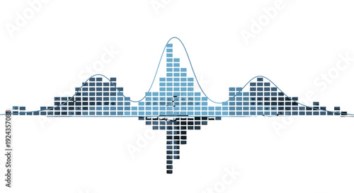 Graphical representation of data distribution with a bell curve.