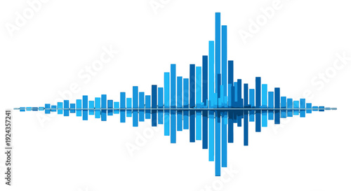 Blue Sound Waveform Graph on White Background.