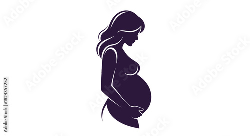 Silhouette of a Pregnant Woman with Hands on Belly.