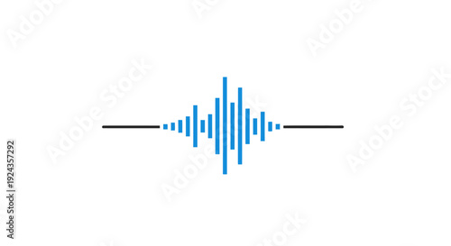 Blue sound wave icon on white background.