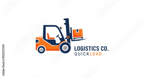 Logistics Company Logo with Forklift and Cargo.