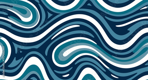 Abstract wavy pattern with blue and white swirling lines.