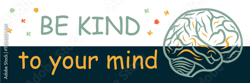 Human head line art symbol of mental health vector illustration