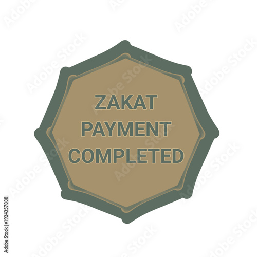 Zakat Payment Completed Stamp Seal Icon Representing Islamic Charity Donation Confirmation and Receipt