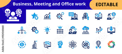 Modern Corporate Management And Financial Growth Icon Collection