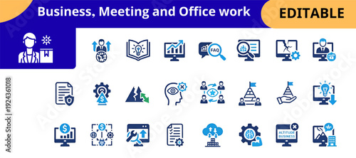 Corporate Business Strategy And Office Management Icon Collection