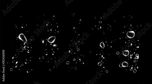Transparent drops and soap bubbles create a vector texture for sea, aquarium, or fresh design concepts.