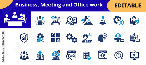 Corporate Office Management And Business Strategy Icon Collection
