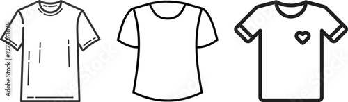 T shirt polo icon set vector. Man polo t shirt symbol. vector illustration. Shirt icon logo in stroke lines collection, T shirt icon outlines - vector simple illustration Clean T-shirt laundry care,