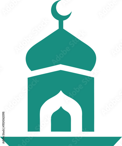 Eid al Fitr teal mosque icon illustration