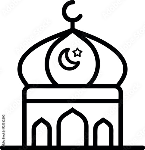 Eid al Fitr mosque line art icon illustration