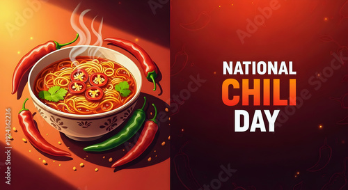 Spicy Ramen Bowl with Extra Chilies – National Chili Day Hot and Delicious Food Concept