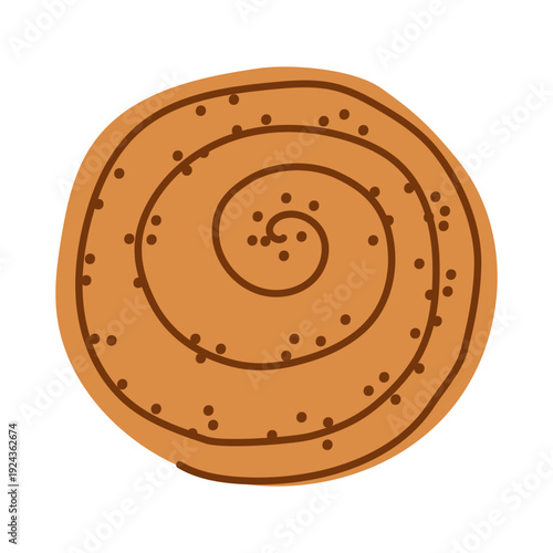 Cinnamon roll pastry. Cozy autumn bakery illustration for seasonal menus, cafe branding, packaging, and dessert design. Hand drawn vector illustration.