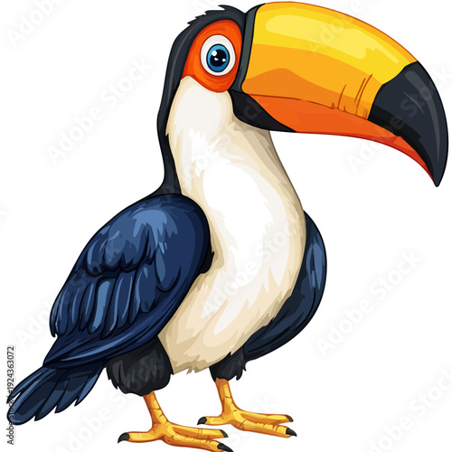 Toucan, watercolor vector, isolated on a white background.